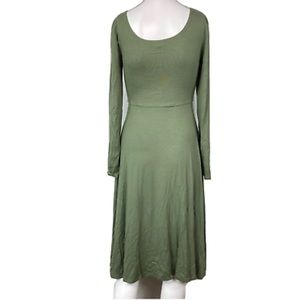 Banana Republic Womens Olive Green Jersey Knit Long Sleeve A Line Dress Sz M